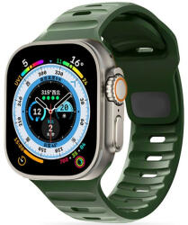 Apple Watch 4-6, SE, SE (2022) (42 / 44 mm) / Watch 7-9 (45 mm) / Watch Ultra 1-2 (49 mm), szilikon pótszíj, állítható, TP IconBand Line, sötétzöld - tok-shop