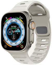 Apple Watch 4-6, SE, SE (2022) (42 / 44 mm) / Watch 7-9 (45 mm) / Watch 10 (46 mm) / Watch Ultra 1-2 (49 mm), szilikon pótszíj, állítható, TP IconBand Line, szürke