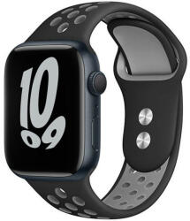Apple Watch 1-6, SE, SE (2022) (42 / 44 mm) / Watch 7-9 (45 mm) / Watch Ultra (49 mm), szilikon pótszíj, állítható, lyukacsos, TP SoftBand, fekete/szürke