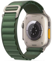 Apple Watch 4-6, SE, SE (2022) (38 / 40 mm) / Watch 7-9 (41 mm), textíl pótszíj, nylon, állítható, hullámos kialakítású akasztórész, TP Nylon Pro, sötétzöld - tok-shop