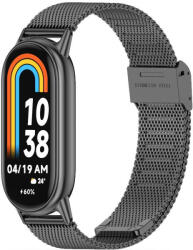 Xiaomi Mi Smart Band 8 / 9, fém pótszíj, milánói stílus, TP MilaneseBand, fekete - tok-shop