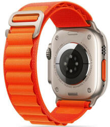 Apple Watch 4-6, SE, SE (2022) (42 / 44 mm) / Watch 7-9 (45 mm) / Watch 10 (46 mm) / Watch Ultra 1-2 (49 mm), textíl pótszíj, nylon, állítható, hullámos kialakítású akasztórész, TP Nylon Pro, narancssárga