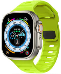 Apple Watch 4-6, SE, SE (2022) (42 / 44 mm) / Watch 7-9 (45 mm) / Watch 10 (46 mm) / Watch Ultra 1-2 (49 mm), szilikon pótszíj, állítható, TP IconBand Line, lime