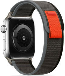 Apple Watch 4-6, SE, SE (2022) (42 / 44 mm) / Watch 7-9 (45 mm) / Watch 10 (46 mm) / Watch Ultra 1-2 (49 mm), textíl pótszíj, nylon, állítható, légáteresztő, TP Nylon, fekete/narancssárga
