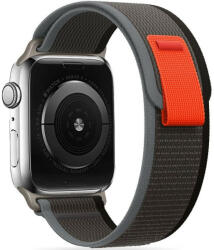 Apple Watch 4-6, SE, SE (2022) (42 / 44 mm) / Watch 7-9 (45 mm) / Watch Ultra 1-2 (49 mm), textíl pótszíj, nylon, állítható, légáteresztő, TP Nylon, fekete/narancssárga - tok-shop