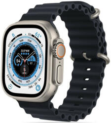 Apple Watch 4-6, SE, SE (2022) (38 / 40 mm) / Watch 7-9 (41 mm), szilikon pótszíj, állítható, hullámos kialakítás, TP IconBand Pro, fekete