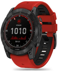  Garmin Fenix 3 / 3 HR / 5X / 5X Plus / 6X / 6X Pro / 7X, szilikon pótszíj, állítható, kétszínű, TP IconBand Pro, piros/fekete