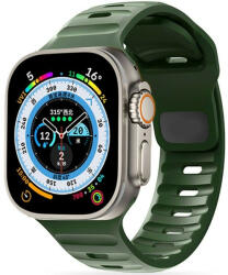 Apple Watch 4-6, SE, SE (2022) (38 / 40 mm) / Watch 7-9 (41 mm), szilikon pótszíj, állítható, TP IconBand Line, sötétzöld - tok-shop