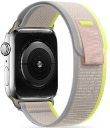 Apple Watch 4-6, SE, SE (2022) (42 / 44 mm) / Watch 7-9 (45 mm) / Watch Ultra 1-2 (49 mm), textíl pótszíj, nylon, állítható, légáteresztő, TP Nylon, bézs/sárga - tok-shop