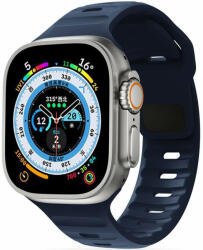 Apple Watch 4-6, SE, SE (2022) (42 / 44 mm) / Watch 7-9 (45 mm) / Watch Ultra 1-2 (49 mm), szilikon pótszíj, állítható, TP IconBand Line, sötétkék - tok-shop