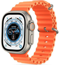 Apple Watch 4-6, SE, SE (2022) (38 / 40 mm) / Watch 7-9 (41 mm), szilikon pótszíj, állítható, hullámos kialakítás, TP IconBand Pro, narancssárga