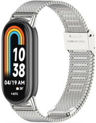 Xiaomi Mi Smart Band 8 / 9, fém pótszíj, milánói stílus, TP MilaneseBand, ezüst - tok-shop