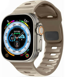 Apple Watch 4-6, SE, SE (2022) (42 / 44 mm) / Watch 7-9 (45 mm) / Watch 10 (46 mm) / Watch Ultra 1-2 (49 mm), szilikon pótszíj, állítható, TP IconBand Line, barna