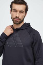 Adidas edzős pulóver fekete, nyomott mintás, kapucnis - fekete S - answear - 32 990 Ft