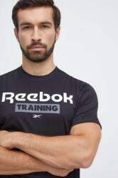 Reebok edzős póló fekete, nyomott mintás - fekete S - answear - 15 990 Ft