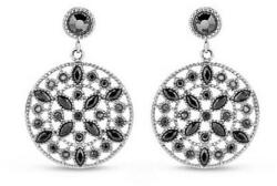 Victoria Ezüst színű fekete köves fülbevaló - lord