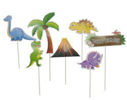  7 darabos papír tortadekoráció - Dinoszauruszok