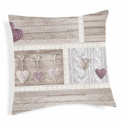 MONDO ITALIA Párnahuzat SHABBY love lila 40x40 cm MADE IN ITALY