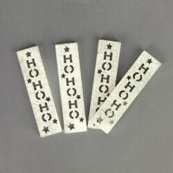 HOHOHO feliratos biléta 4db/csomag - ezüst csillámos