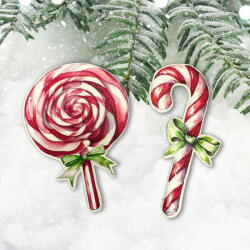 Nyomtatott dekorkarton - Karácsonyi nyalókák 2db - kosarbolt