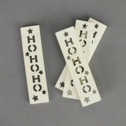 HOHOHO feliratos biléta 4db/csomag - fehér csillámos