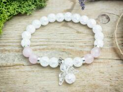 R. M. ékszer Angyali Amor rózsakvarc és hegyikristály ásvány karkötő (14136-RM-14)