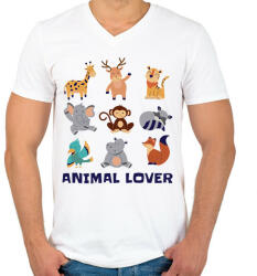 printfashion Animal lover - Férfi V-nyakú póló - Fehér (14268423)