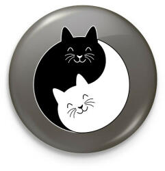 printfashion Yin-Yang macskák - Kitűző, hűtőmágnes - Sötétszürke (14503122)