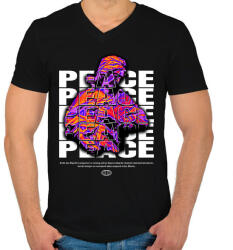 printfashion Streetwear peace - Férfi V-nyakú póló - Fekete (14432513)