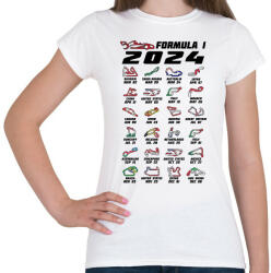 printfashion Formula 1 - 2024 versenynaptár (fekete) - Női póló - Fehér (14431758)