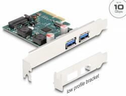 Delock PCI Express x4 Kártya - 2 x külső USB 10 Gbps A-típusú hüvely - alacsony profilú formatényező (90106)