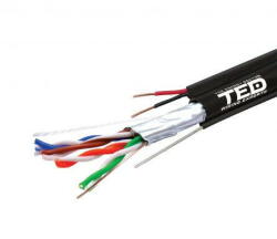 Ted Electric Cablu FTP cat. 5e Cupru + Sufa + 2 fire x 0, 75 mm CCA multifilare de alimentare rola 305ml TED Wire Expert TED002600 BBB (A0115385) - vexio