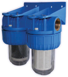 TITAN Filtre de apa TITAN 2 x 5, cu 1 2, in linie pentru filtrare mecanica cu 2 cartuse filtrante - nylon + carbune activ