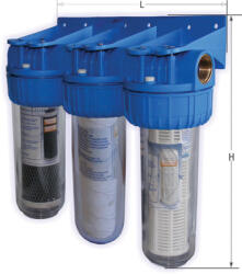 TITAN Filtre de apa TITAN 3 x 10, cu ½, in linie pentru filtrare mecanica cu 3 cartuse filtrante - nylon + polipropilena + carbune activ