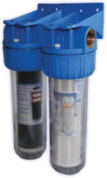 TITAN Filtre de apa TITAN 2 x 10, cu 3 4, in linie pentru filtrare mecanica cu 2 cartuse filtrante - nylon + carbune activ Filtru de apa bucatarie si accesorii
