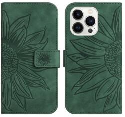 ART SUN FLOWER Husa portofel cu curea Apple i Phone 15 Pro Max verde