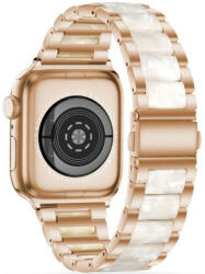 Apple Watch 4-6, SE, SE (2022) (38 / 40 mm) / Watch 7-9 (41 mm), fém pótszíj, TP Modern, arany/fehér