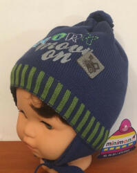  Minimanó téli kötött sapka pamuttal bélelve (44-46) kék work