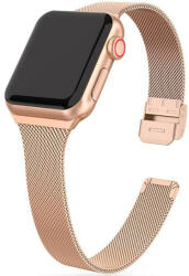 Apple Watch 4-6, SE, SE (2022) (38 / 40 mm) / Watch 7-9 (41 mm), fém pótszíj, milánói stílus, TP Thin Milanese, arany