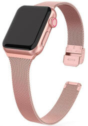 Apple Watch 4-6, SE, SE (2022) (38 / 40 mm) / Watch 7-9 (41 mm), fém pótszíj, milánói stílus, TP Thin Milanese, vörösarany - tok-shop