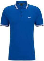 BOSS Férfi teniszpolo BOSS Cotton Polo Shirt With Contrast Logo Details - medium blue