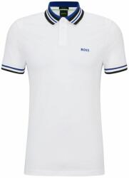 BOSS Férfi teniszpolo BOSS Cotton-Piqué Polo Shirt With Ribbed Striped Trims - Fehér