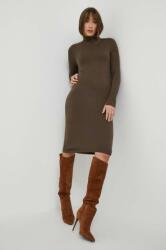 Calvin Klein gyapjú ruha barna, midi, egyenes - barna XS