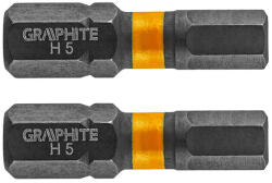 GRAPHITE Set biti de impact HEX5X25mm 1/4" 2buc. GRAPHITE 56H508 (56H508)