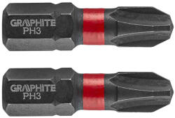 GRAPHITE Set biti de impact PH3X25mm 1/4" 2buc. GRAPHITE 56H502 (56H502)