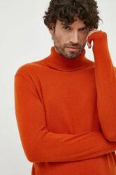 Benetton kasmír pulóver könnyű, narancssárga, garbónyakú - narancssárga XL