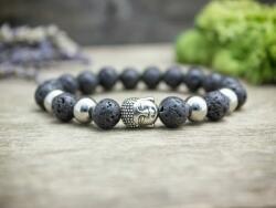 R. M. ékszer Buddha ezüst fénye lávaköves ásvány karkötő (14362-RM-21)
