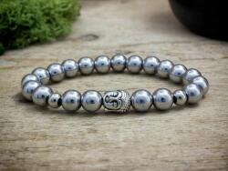 R. M. ékszer Buddha ezüst hematit ásvány karkötő (1054RM19)