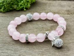 R. M. ékszer Csillogó angyal a hóban rózsakvarc ásvány karkötő (6946-RM-18)