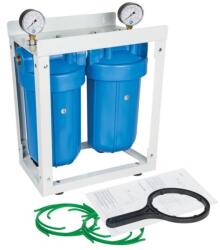 Aquafilter Set 2 carcase BIG BLUE 10", cadru metalic, manometre si cheie (HHBB10A) Filtru de apa bucatarie si accesorii
